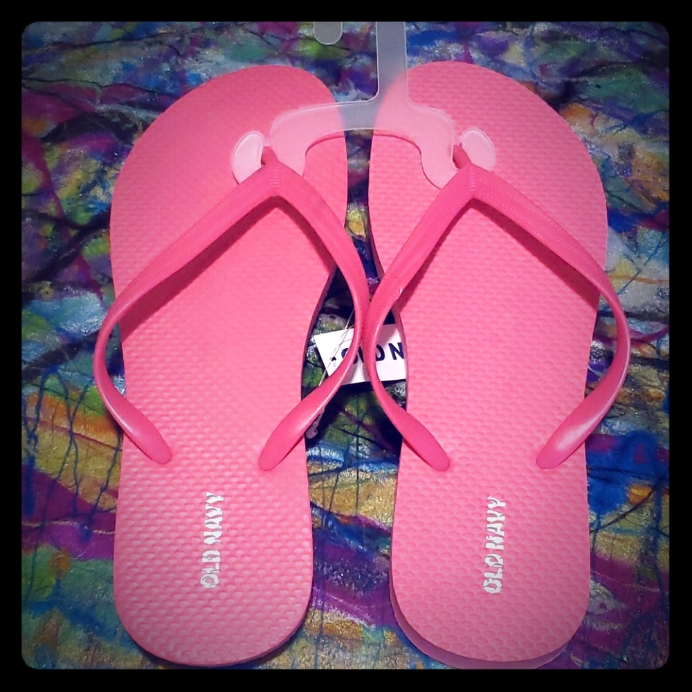 Bright pink old navy flip flops